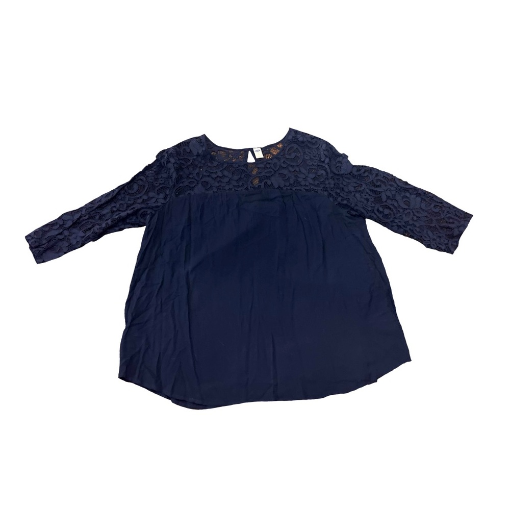 Old Navy lace detail long sleeve circle hem, navy blue.